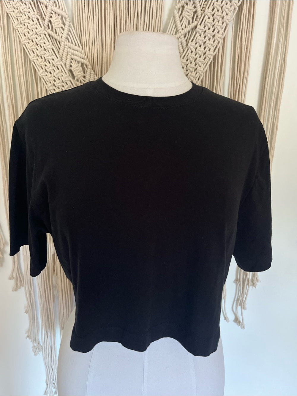 Classic Black Cropped Crewneck Tee